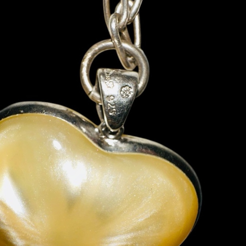 Murano AUTH Mosaic Heart Millefiori PENDANT Mother of Pearl .925 Silver Alan K. - Picture 7 of 13